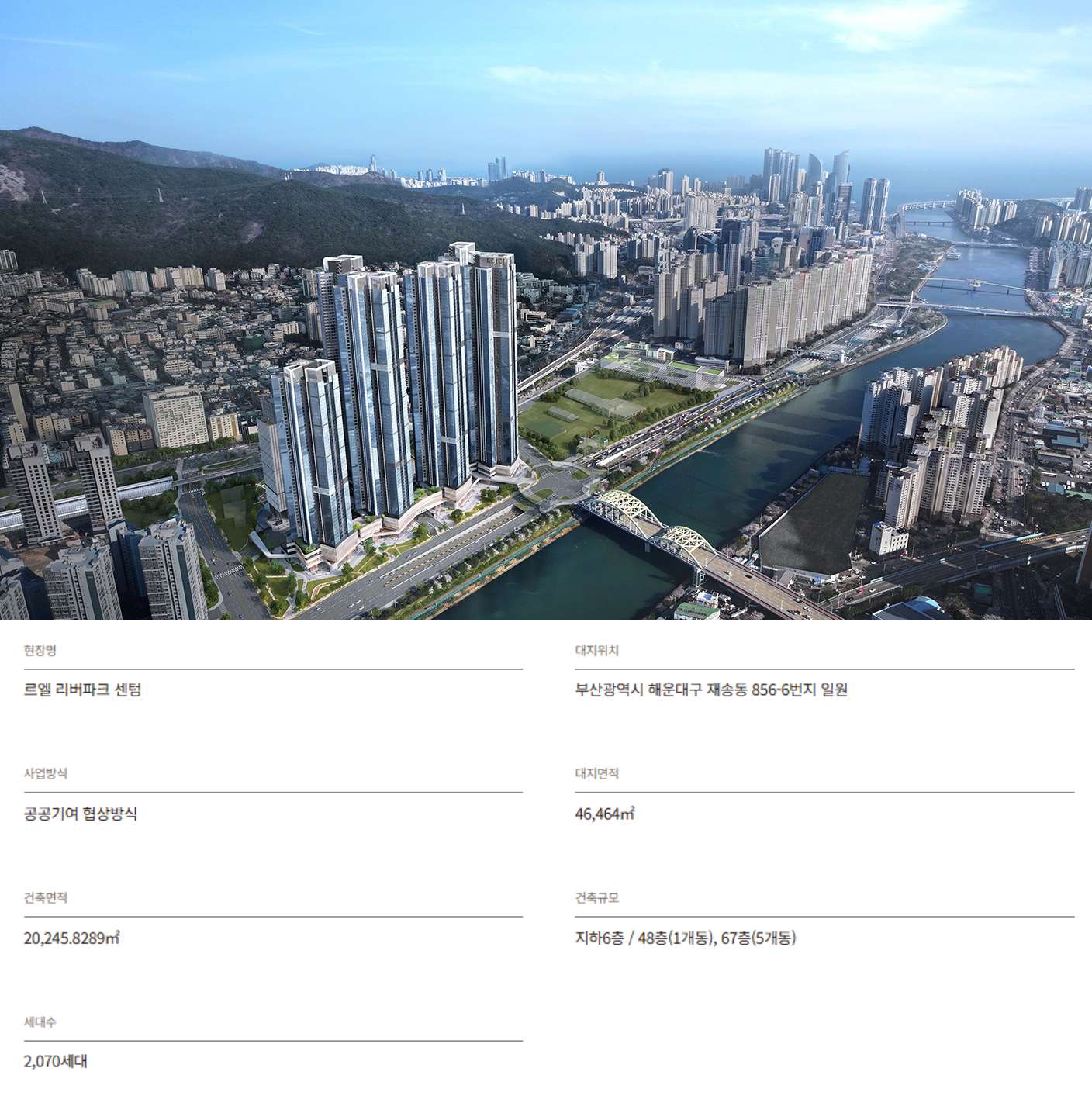 르엘 리버파크 센텀 사업개요 조감도